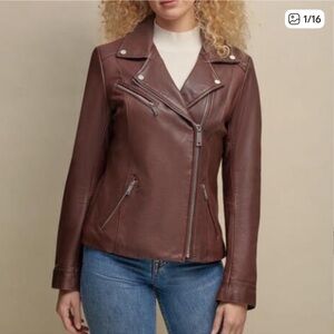 Wilson's Leather Motorcycle Biker Jacket Moto Oxblood Maroon Burgundy Classic XL